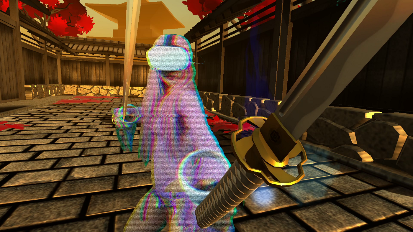 Victoria in Mixed Reality playing ‘Ninja Legends’ which is another VR Metareality